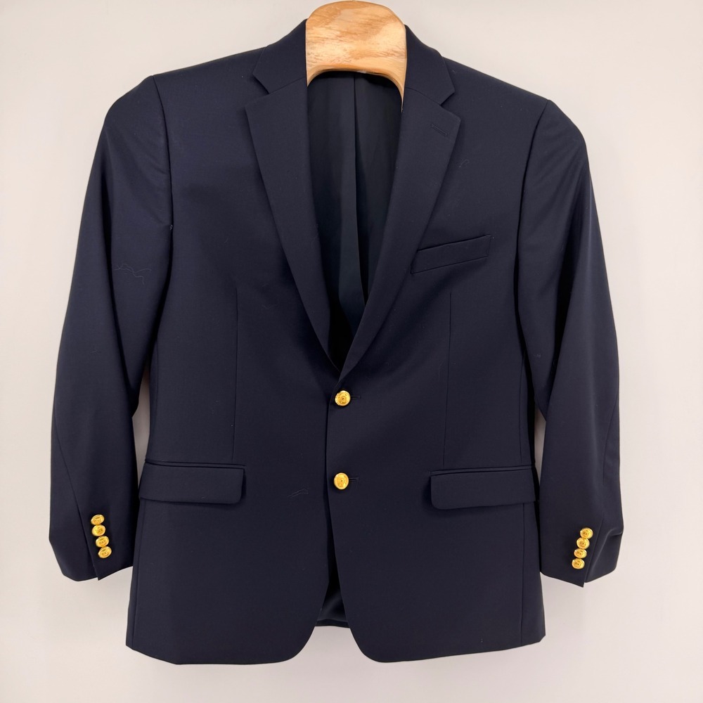 Lauren Ralph Lauren Blazer Mens 42R Navy Blue Wool Gold Crest Button Sport Coat